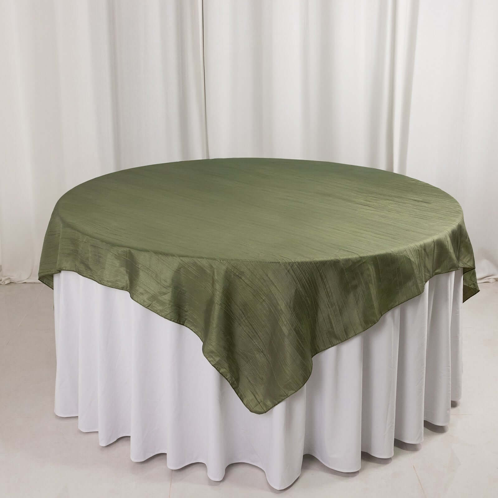 Taffeta 72"x72" Table Overlay Square Tablecloth Dusty Sage Green - Accordion Crinkle Table Cover - Bell Racket Store