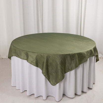 Taffeta 72"x72" Table Overlay Square Tablecloth Dusty Sage Green - Accordion Crinkle Table Cover - Bell Racket Store