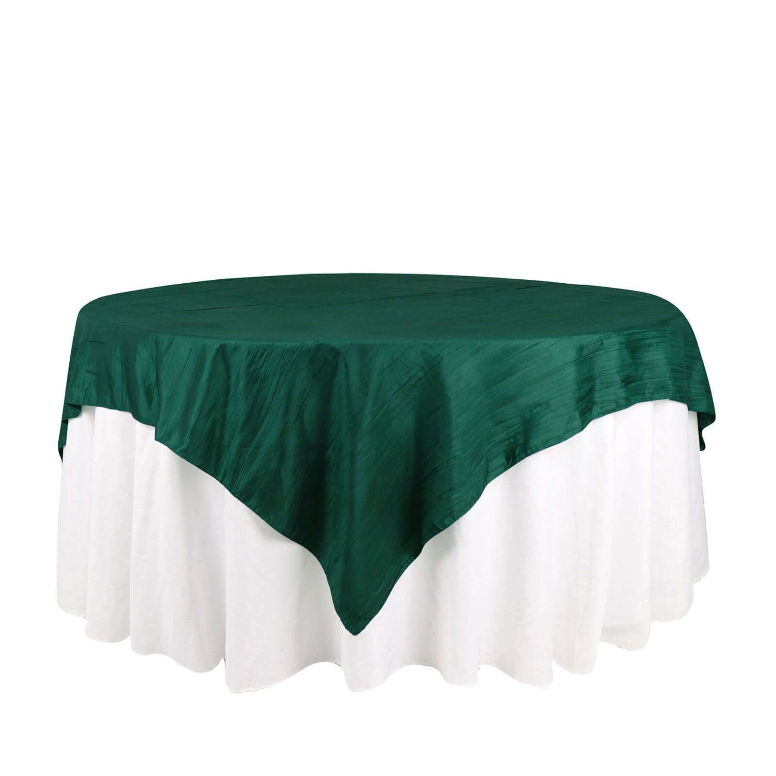 Taffeta 72"x72" Table Overlay Square Tablecloth Hunter Emerald Green - Accordion Crinkle Table Cover - Bell Racket Store
