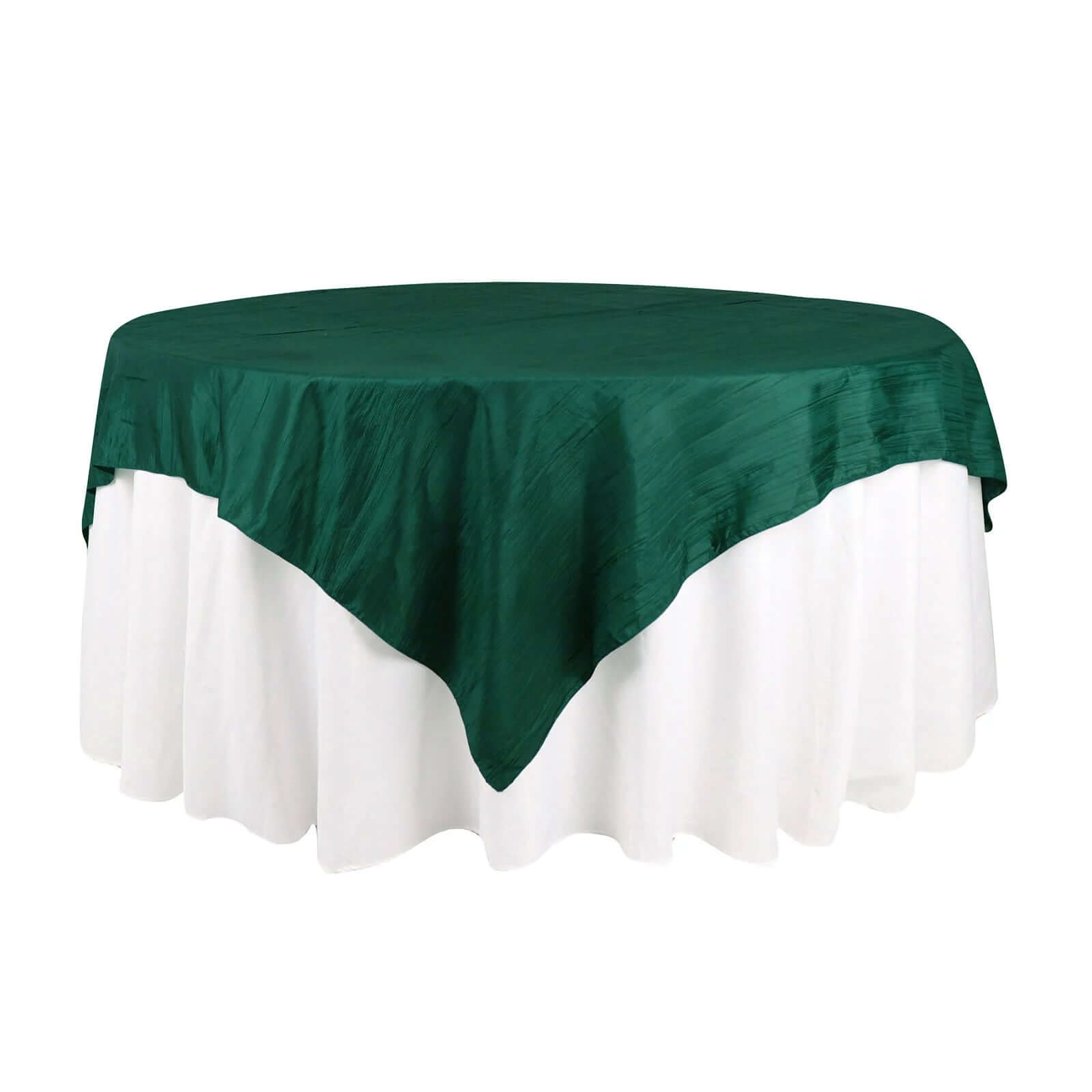 Taffeta 72"x72" Table Overlay Square Tablecloth Hunter Emerald Green - Accordion Crinkle Table Cover - Bell Racket Store