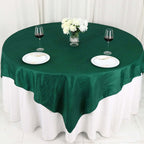 Taffeta 72"x72" Table Overlay Square Tablecloth Hunter Emerald Green - Accordion Crinkle Table Cover - Bell Racket Store