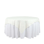 Taffeta 72"x72" Table Overlay Square Tablecloth Ivory - Accordion Crinkle Table Cover - Bell Racket Store