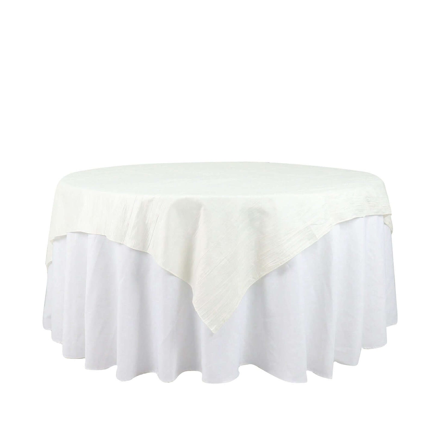 Taffeta 72"x72" Table Overlay Square Tablecloth Ivory - Accordion Crinkle Table Cover - Bell Racket Store