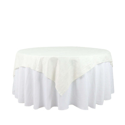 Taffeta 72"x72" Table Overlay Square Tablecloth Ivory - Accordion Crinkle Table Cover - Bell Racket Store