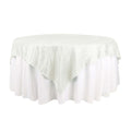 Taffeta 72"x72" Table Overlay Square Tablecloth Ivory - Accordion Crinkle Table Cover - Bell Racket Store