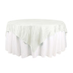 Taffeta 72"x72" Table Overlay Square Tablecloth Ivory - Accordion Crinkle Table Cover - Bell Racket Store