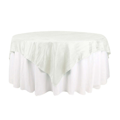 Taffeta 72"x72" Table Overlay Square Tablecloth Ivory - Accordion Crinkle Table Cover - Bell Racket Store