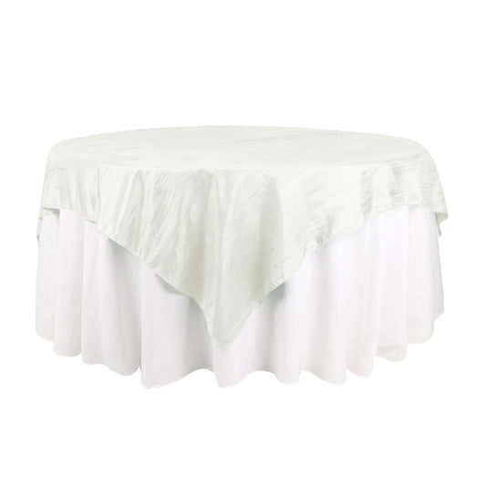 Taffeta 72"x72" Table Overlay Square Tablecloth Ivory - Accordion Crinkle Table Cover - Bell Racket Store