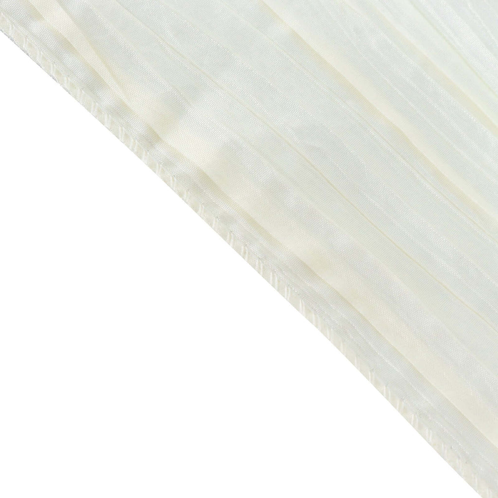 Taffeta 72"x72" Table Overlay Square Tablecloth Ivory - Accordion Crinkle Table Cover - Bell Racket Store