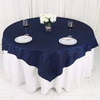 Taffeta 72"x72" Table Overlay Square Tablecloth Navy Blue - Accordion Crinkle Table Cover - Bell Racket Store