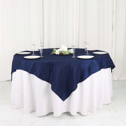 Taffeta 72"x72" Table Overlay Square Tablecloth Navy Blue - Accordion Crinkle Table Cover - Bell Racket Store