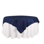 Taffeta 72"x72" Table Overlay Square Tablecloth Navy Blue - Accordion Crinkle Table Cover - Bell Racket Store