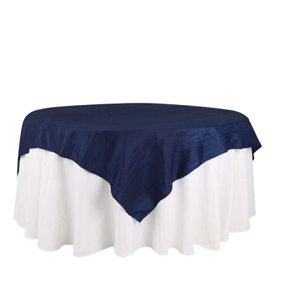 Taffeta 72"x72" Table Overlay Square Tablecloth Navy Blue - Accordion Crinkle Table Cover - Bell Racket Store