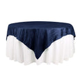 Taffeta 72"x72" Table Overlay Square Tablecloth Navy Blue - Accordion Crinkle Table Cover - Bell Racket Store