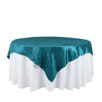Taffeta 72"x72" Table Overlay Square Tablecloth Peacock Teal - Accordion Crinkle Table Cover - Bell Racket Store