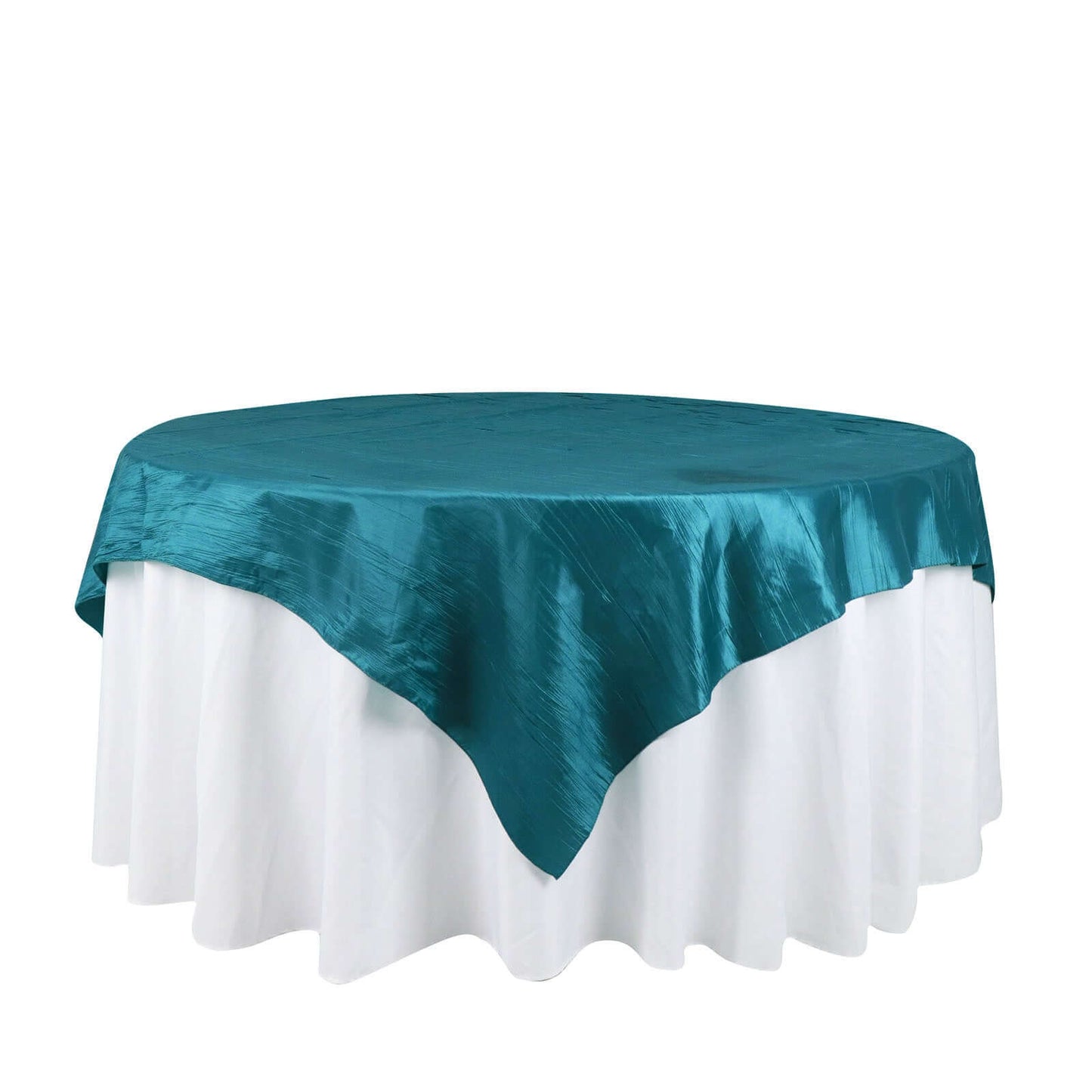 Taffeta 72"x72" Table Overlay Square Tablecloth Peacock Teal - Accordion Crinkle Table Cover - Bell Racket Store