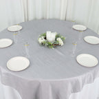 Taffeta 72"x72" Table Overlay Square Tablecloth Silver - Accordion Crinkle Table Cover - Bell Racket Store