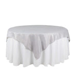 Taffeta 72"x72" Table Overlay Square Tablecloth Silver - Accordion Crinkle Table Cover - Bell Racket Store