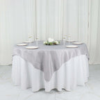 Taffeta 72"x72" Table Overlay Square Tablecloth Silver - Accordion Crinkle Table Cover - Bell Racket Store