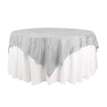 Taffeta 72"x72" Table Overlay Square Tablecloth Silver - Accordion Crinkle Table Cover - Bell Racket Store