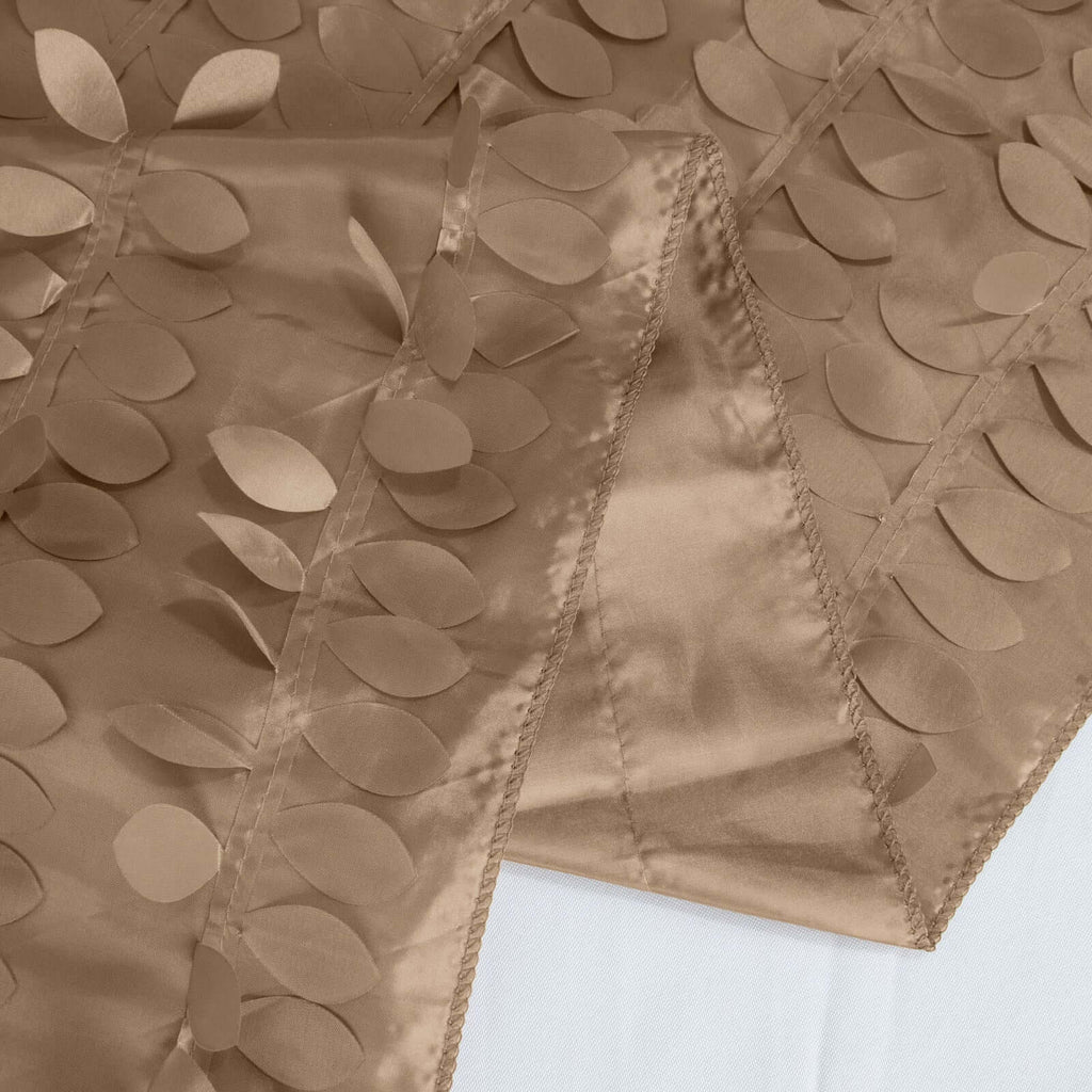 Taffeta 72"x72" Table Overlay Square Tablecloth Taupe - 3D Leaf Petal Table Cover - Bell Racket Store