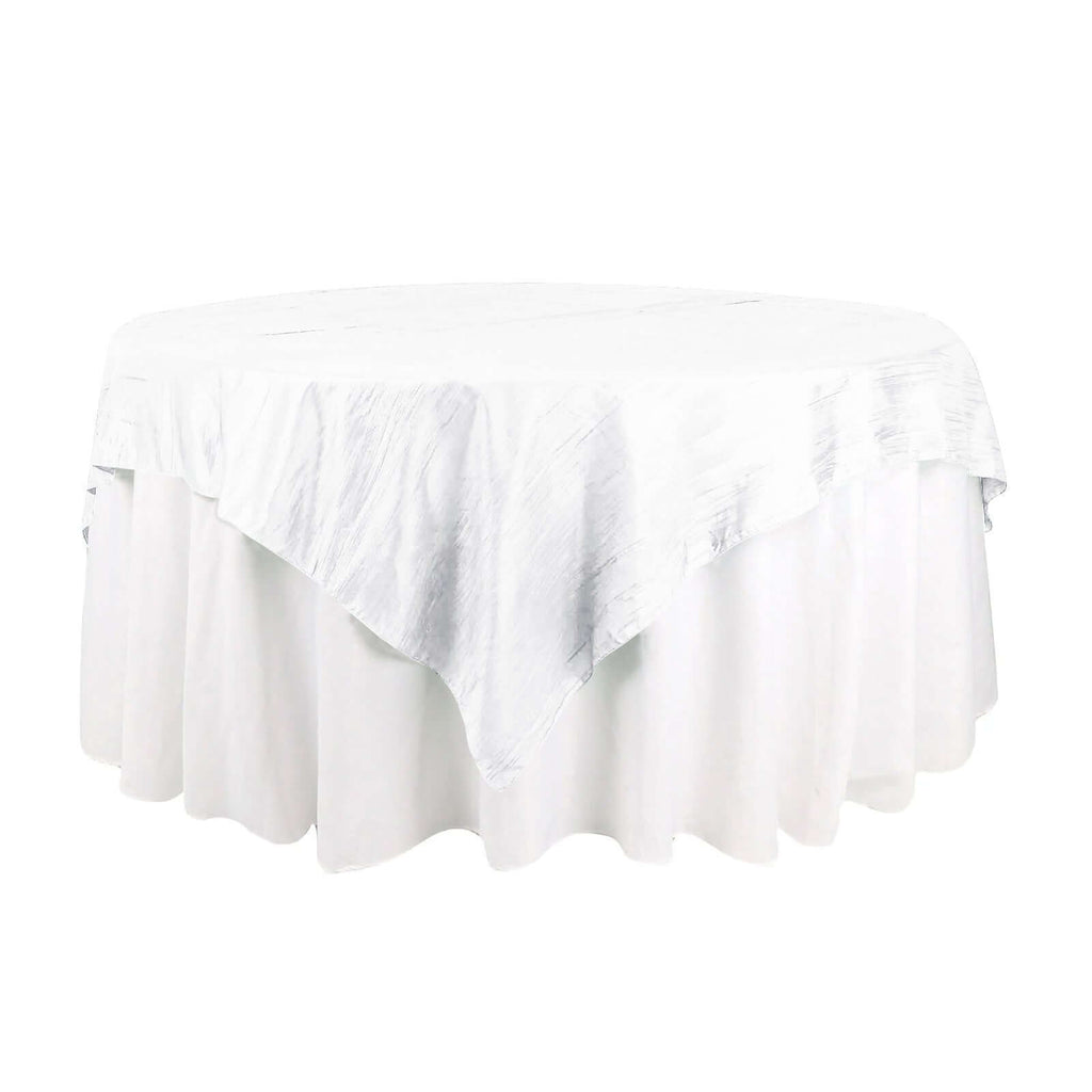 Taffeta 72"x72" Table Overlay Square Tablecloth White - Accordion Crinkle Design for Stylish Events - Bell Racket Store