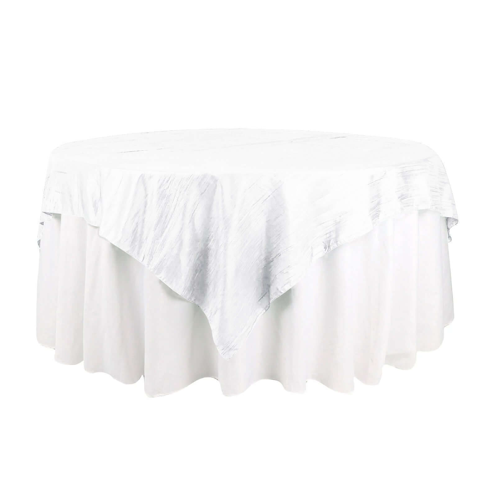 Taffeta 72"x72" Table Overlay Square Tablecloth White - Accordion Crinkle Design for Stylish Events - Bell Racket Store