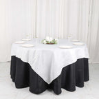 Taffeta 72"x72" Table Overlay Square Tablecloth White - Accordion Crinkle Design for Stylish Events - Bell Racket Store