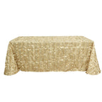 Taffeta 90"x132" Rectangle Tablecloth Champagne | 3D Leaf Petal Design Seamless Table Cover - Bell Racket Store
