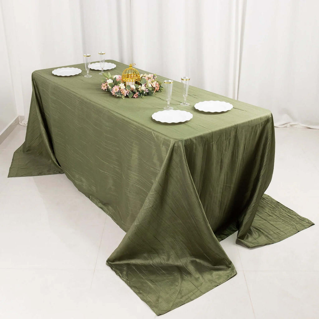 Taffeta 90"x132" Rectangle Tablecloth Dusty Sage Green - Seamless Accordion Crinkle Table Cover - Bell Racket Store