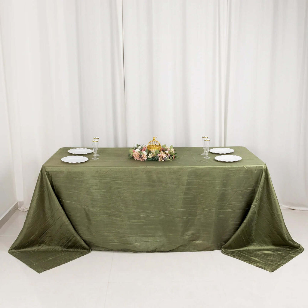 Taffeta 90"x132" Rectangle Tablecloth Dusty Sage Green - Seamless Accordion Crinkle Table Cover - Bell Racket Store