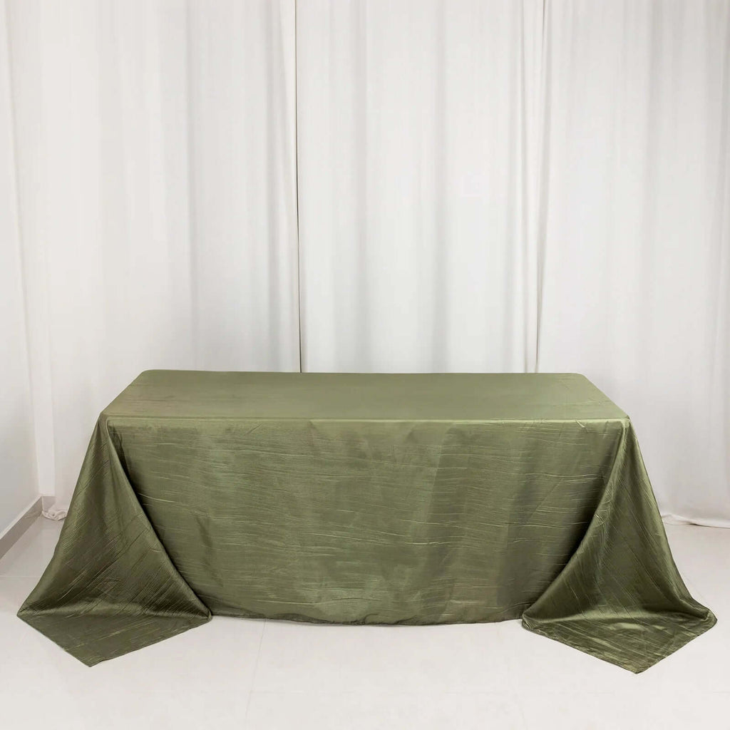 Taffeta 90"x132" Rectangle Tablecloth Dusty Sage Green - Seamless Accordion Crinkle Table Cover - Bell Racket Store