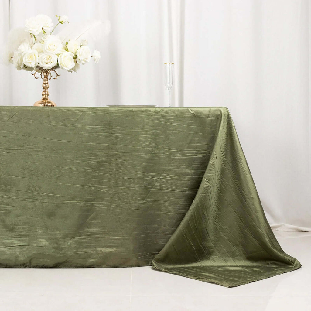 Taffeta 90"x132" Rectangle Tablecloth Dusty Sage Green - Seamless Accordion Crinkle Table Cover - Bell Racket Store