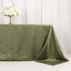 Taffeta 90"x132" Rectangle Tablecloth Dusty Sage Green - Seamless Accordion Crinkle Table Cover - Bell Racket Store