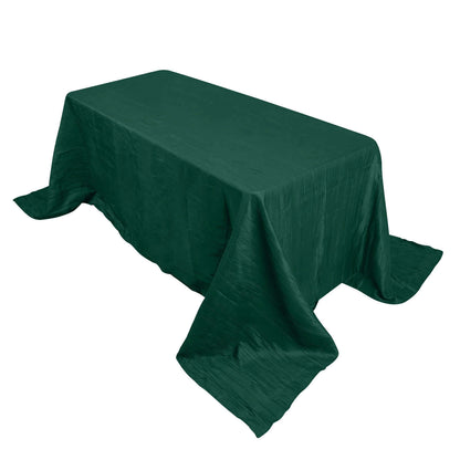 Taffeta 90"x132" Rectangle Tablecloth Hunter Emerald Green - Seamless Accordion Crinkle Table Cover - Bell Racket Store