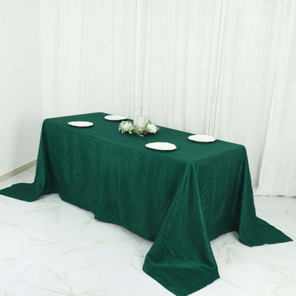 Taffeta 90"x132" Rectangle Tablecloth Hunter Emerald Green - Seamless Accordion Crinkle Table Cover - Bell Racket Store