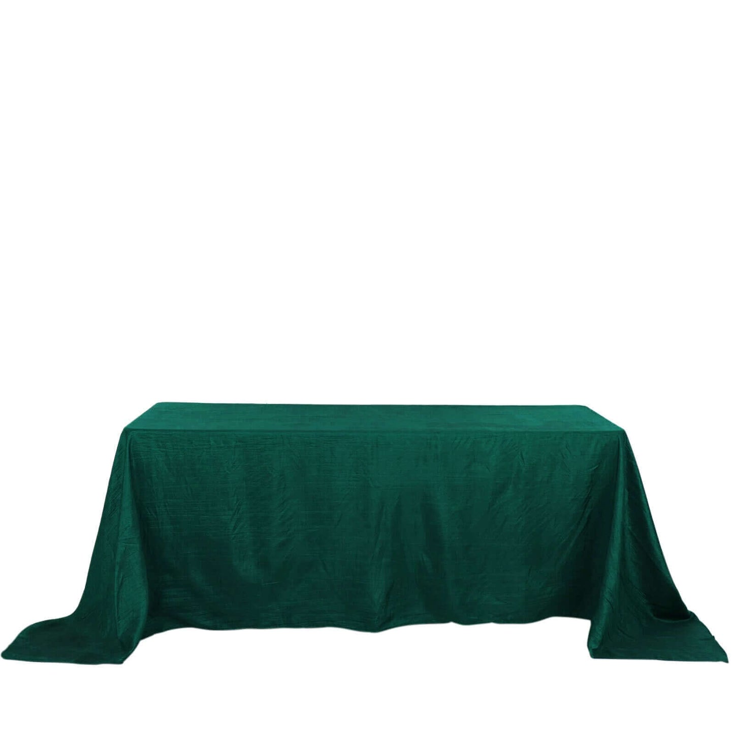 Taffeta 90"x132" Rectangle Tablecloth Hunter Emerald Green - Seamless Accordion Crinkle Table Cover - Bell Racket Store