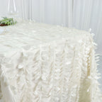 Taffeta 90"x132" Rectangle Tablecloth Ivory | 3D Leaf Petal Design Seamless Table Cover - Bell Racket Store