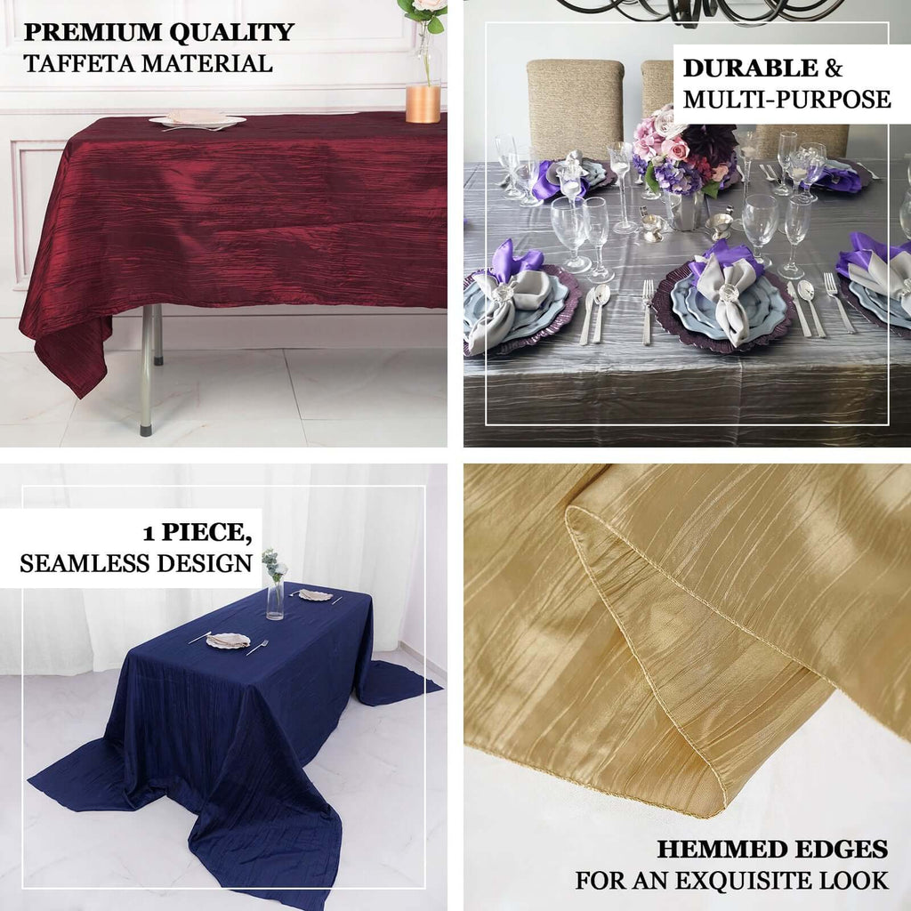 Taffeta 90"x132" Rectangle Tablecloth Teal - Seamless Accordion Crinkle Table Cover - Bell Racket Store