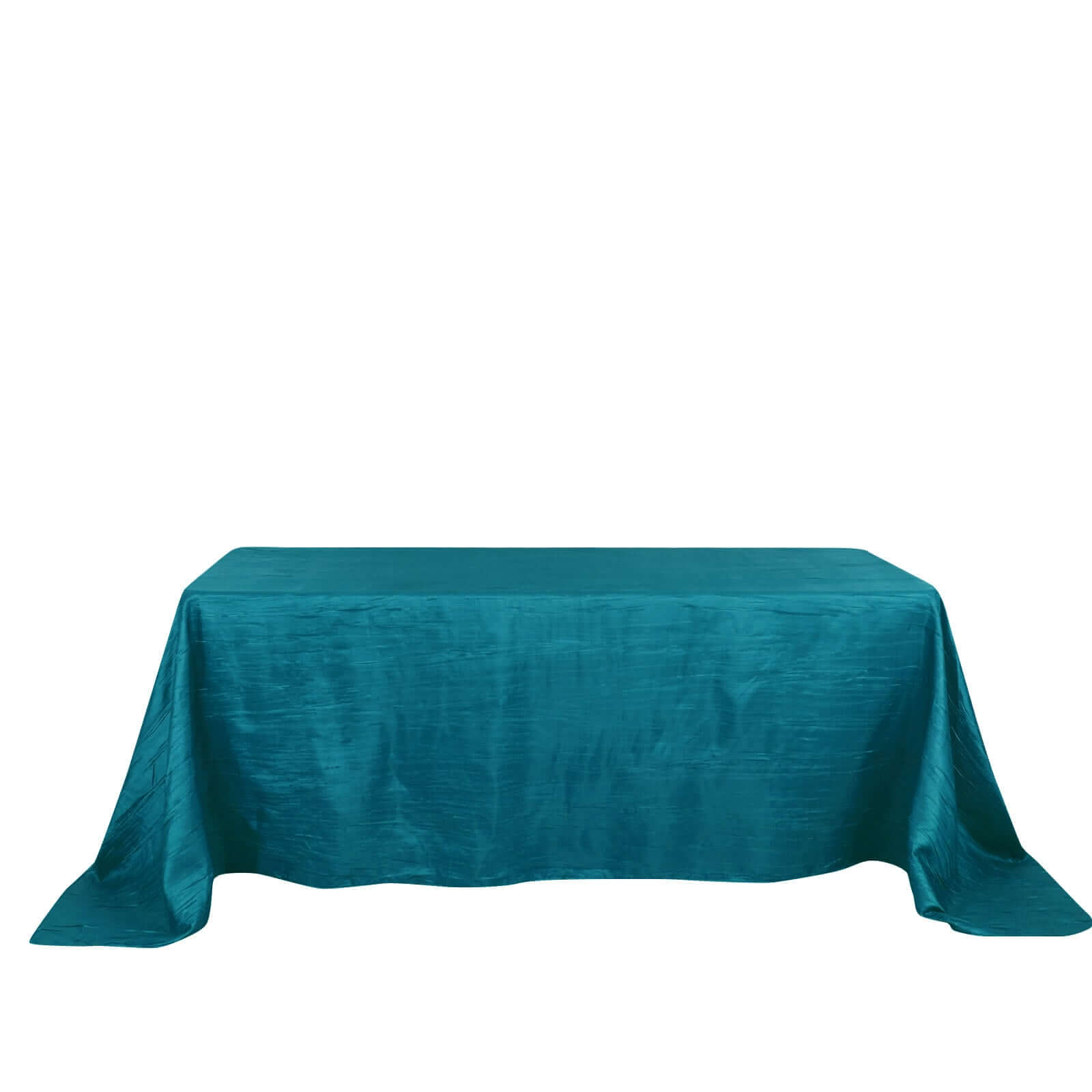 Taffeta 90"x132" Rectangle Tablecloth Teal - Seamless Accordion Crinkle Table Cover - Bell Racket Store
