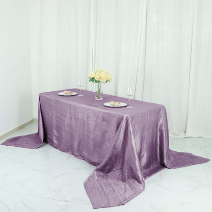 Taffeta 90"x132" Rectangle Tablecloth Violet Amethyst - Seamless Accordion Crinkle Table Cover - Bell Racket Store