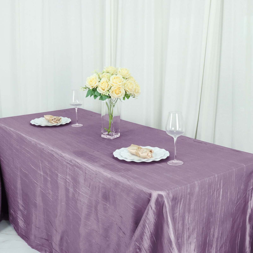 Taffeta 90"x132" Rectangle Tablecloth Violet Amethyst - Seamless Accordion Crinkle Table Cover - Bell Racket Store