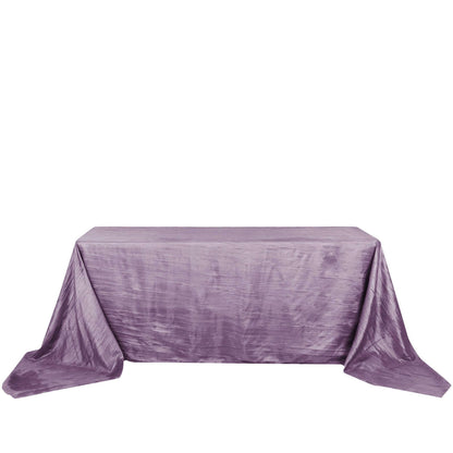 Taffeta 90"x132" Rectangle Tablecloth Violet Amethyst - Seamless Accordion Crinkle Table Cover - Bell Racket Store