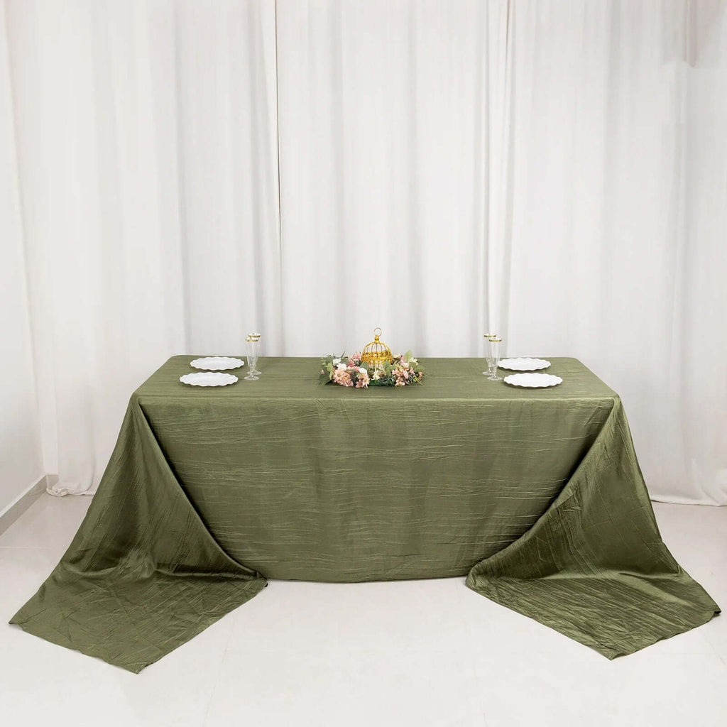 Taffeta 90"x156" Rectangle Tablecloth Dusty Sage Green - Accordion Crinkle Seamless Table Cover - Bell Racket Store