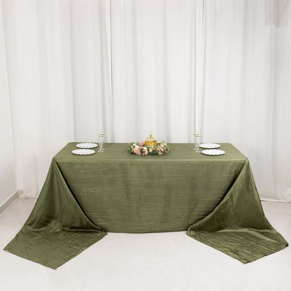 Taffeta 90"x156" Rectangle Tablecloth Dusty Sage Green - Accordion Crinkle Seamless Table Cover - Bell Racket Store