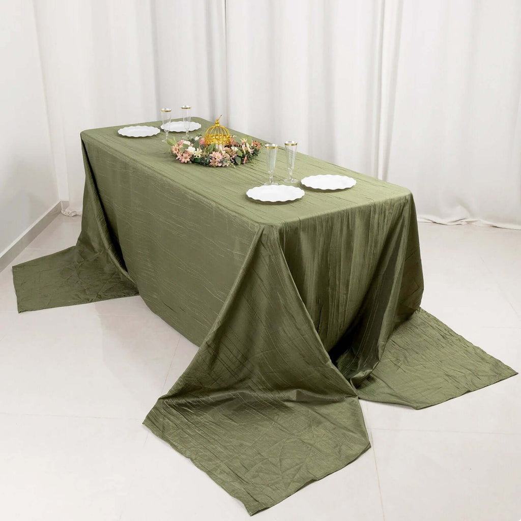 Taffeta 90"x156" Rectangle Tablecloth Dusty Sage Green - Accordion Crinkle Seamless Table Cover - Bell Racket Store