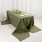 Taffeta 90"x156" Rectangle Tablecloth Dusty Sage Green - Accordion Crinkle Seamless Table Cover - Bell Racket Store