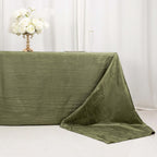 Taffeta 90"x156" Rectangle Tablecloth Dusty Sage Green - Accordion Crinkle Seamless Table Cover - Bell Racket Store