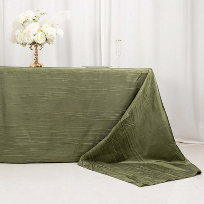 Taffeta 90"x156" Rectangle Tablecloth Dusty Sage Green - Accordion Crinkle Seamless Table Cover - Bell Racket Store