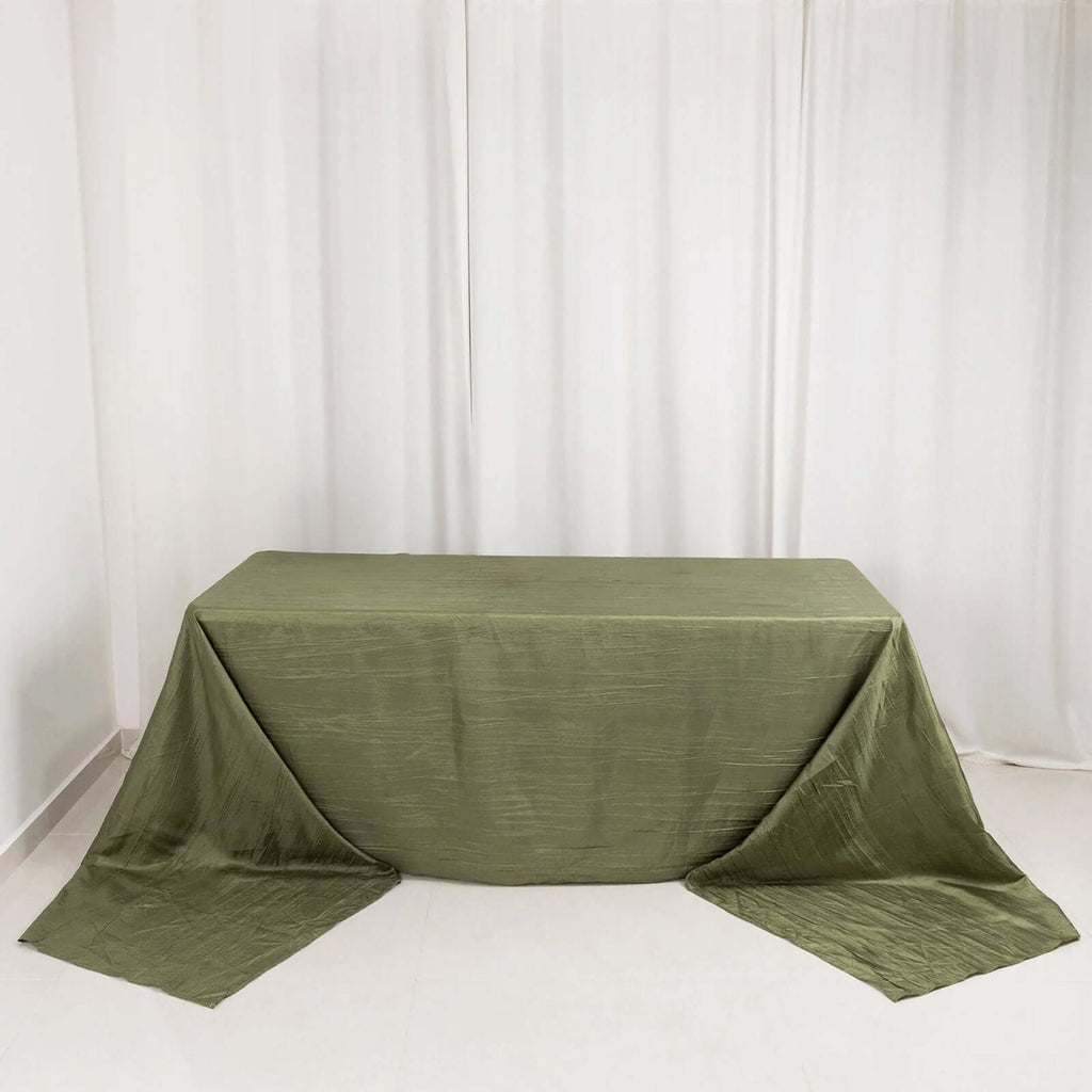 Taffeta 90"x156" Rectangle Tablecloth Dusty Sage Green - Accordion Crinkle Seamless Table Cover - Bell Racket Store
